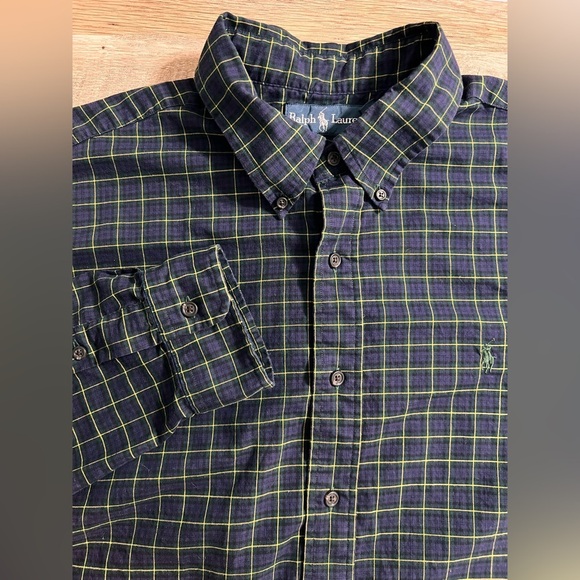 Polo Ralph Lauren Shirt XL Mens Blue Green Plaid Classic Fit Long Sleeve - Picture 1 of 7